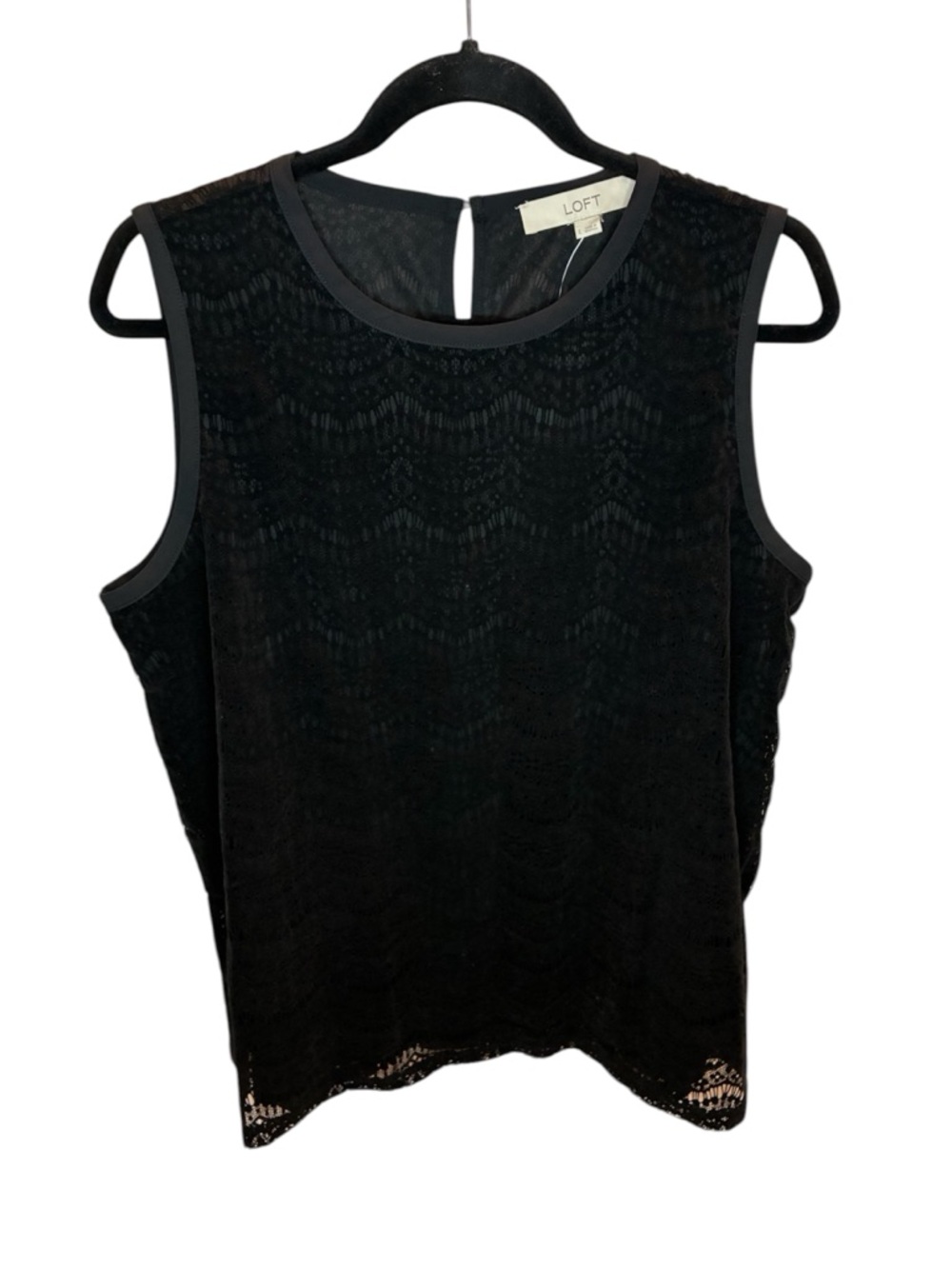 LOFT Top Women’s L Black Lace Overlay Sleeveless NEW WITH TAGS!